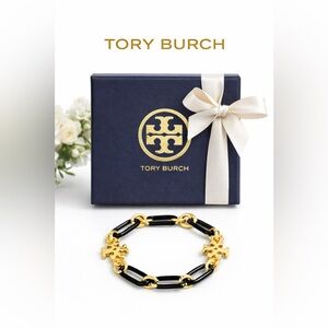 Tory Burch Black and Gold Chain Bracelet